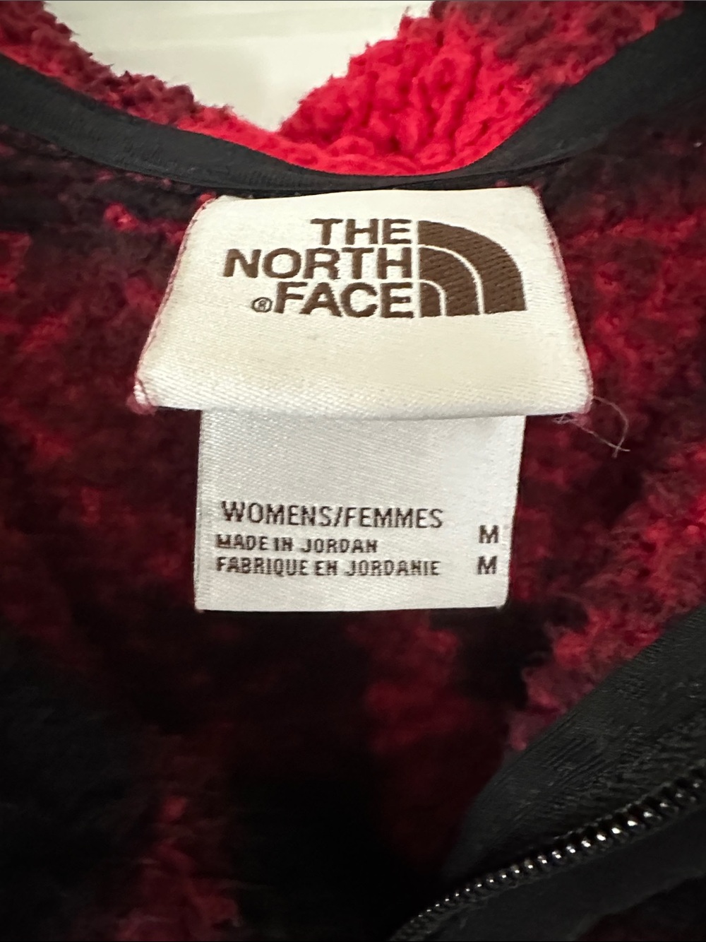 The North Face Red & Black Plaid Kids Sherpa Half-Zip Pullover - Picture 2 of 3